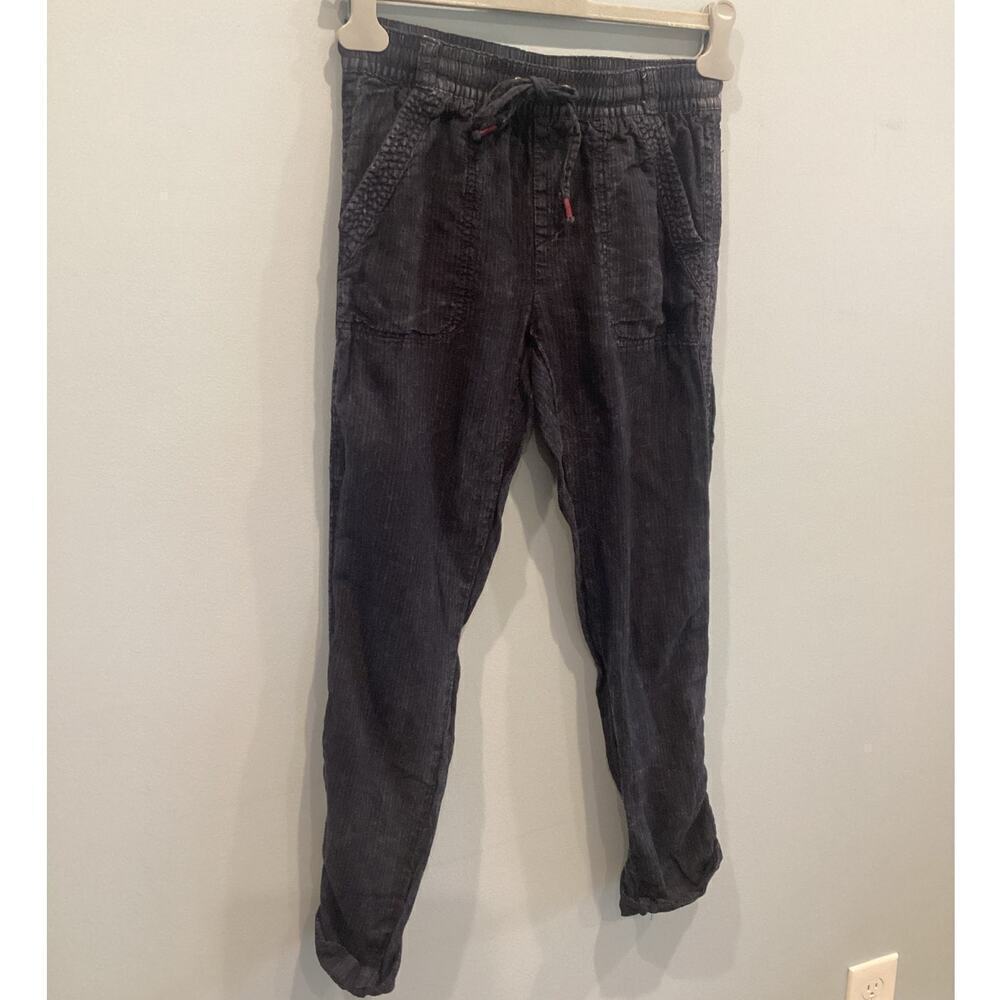 Anthropologie Womens Linen Pants Size XS Cargo Navy Blue Beachy‎ Jogger Summer
